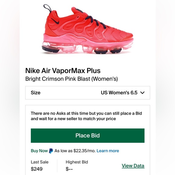 Nike Air VaporMax Plus “Bright Crimson Pink Blast” Women’s Size 6.5 - Picture 9 of 9